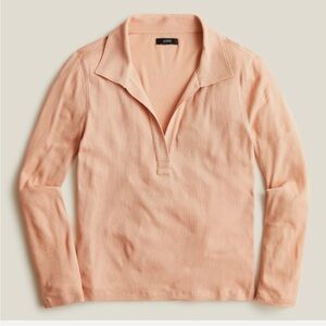 J Crew Womens Size Large Pink Taupe Ribbed Polo Tee T Shirt BA415 medium
